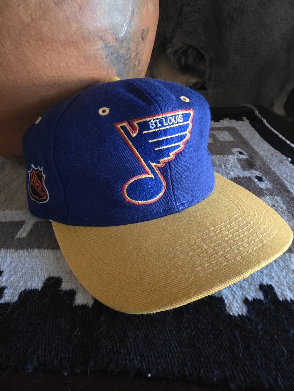 St Louis Blues Hockey Vintage Sports Specialties Blue/Yellow Logo Snapback Hat